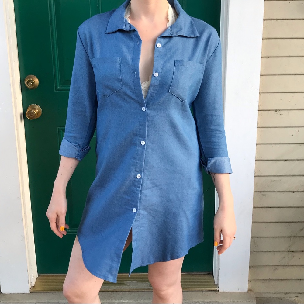 denim button up dress